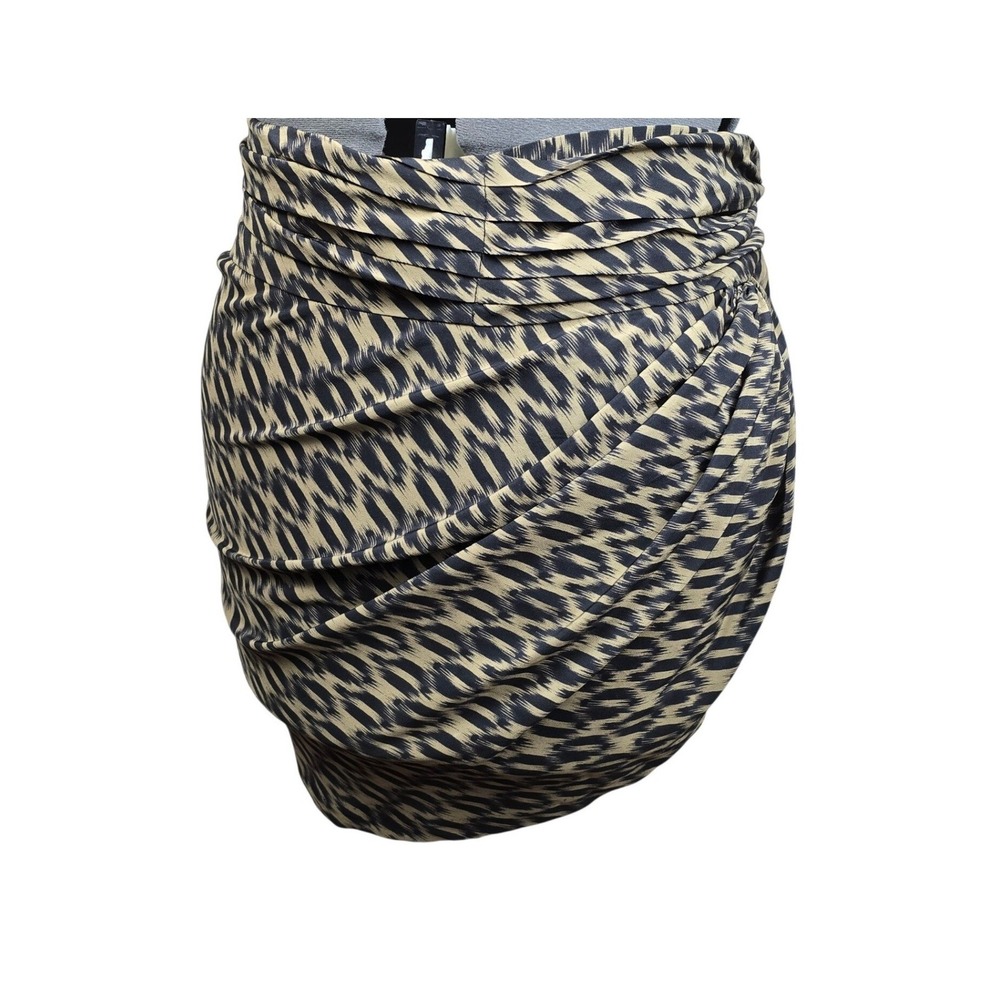 Étoile Isabel Marant Silk Ruched Mini Skirt Tiger Ikat Print Size 0